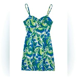 Zara White/Green/Yellow/Blue Foral Bodycon Mini Dress